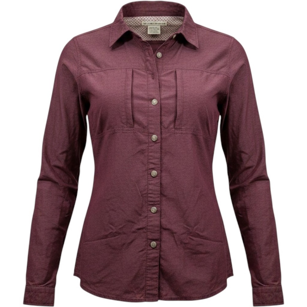 ExOfficio Womens Large Burgundy Long Sleeve Roll Tab Hiking Travel Shirt - Picture 1 of 9